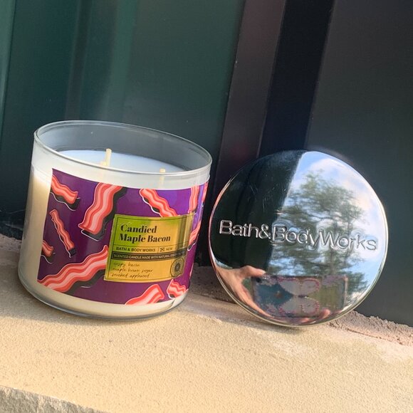 NEW - BATH & BODY WORKS Candied Maple Bacon 3Wick Candle 14.5oz Jar Ltd Edition - Picture 5 of 5